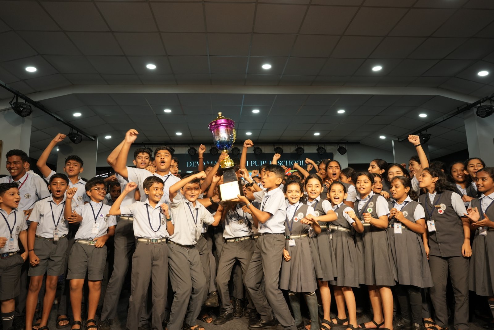 Devamatha students celebrating an achievement