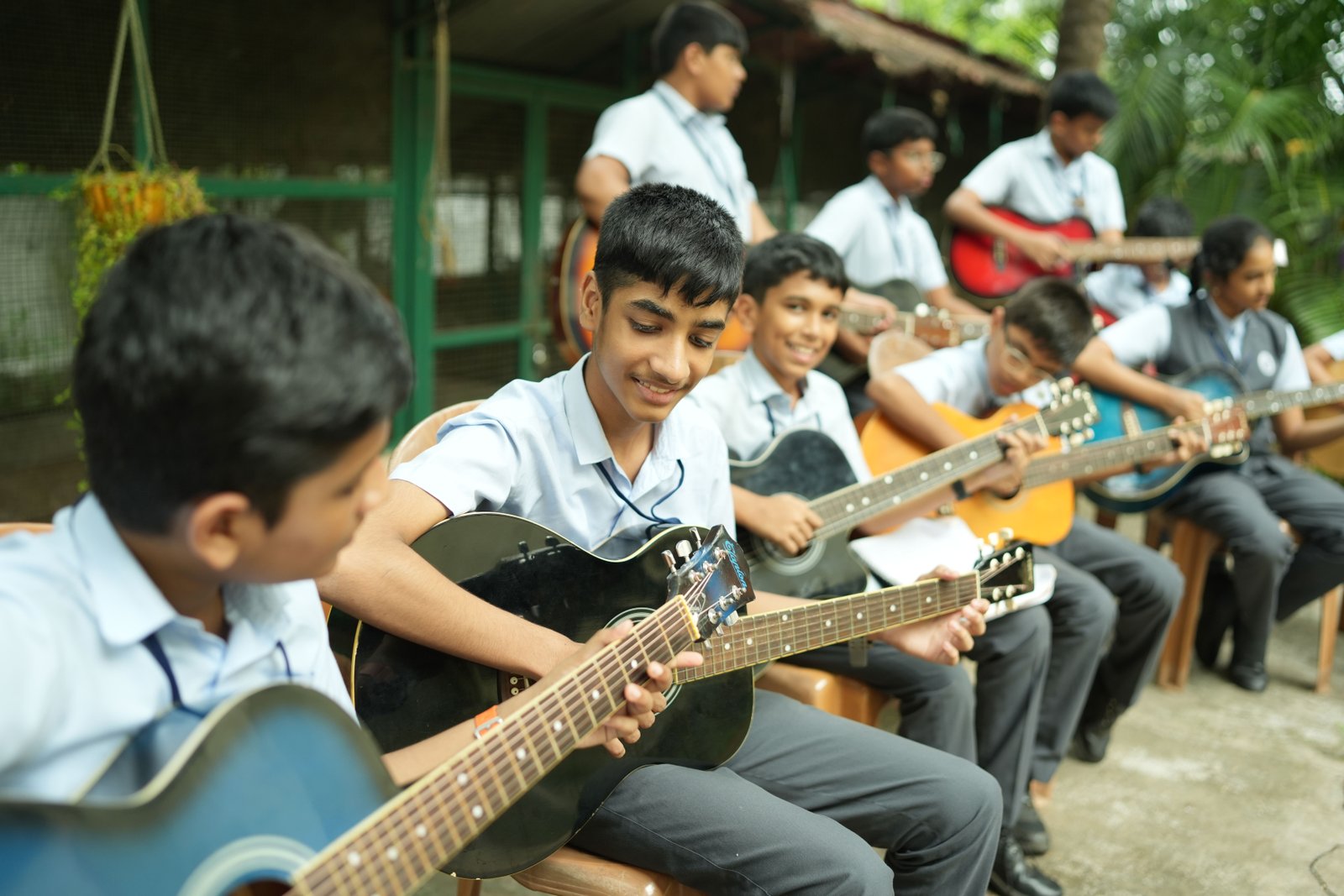 Devamatha students learning music