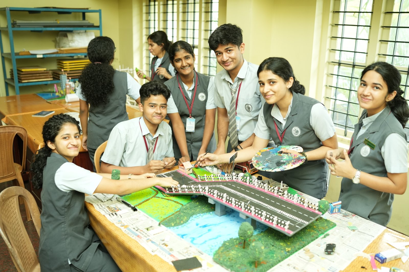 Devamatha students working on a project