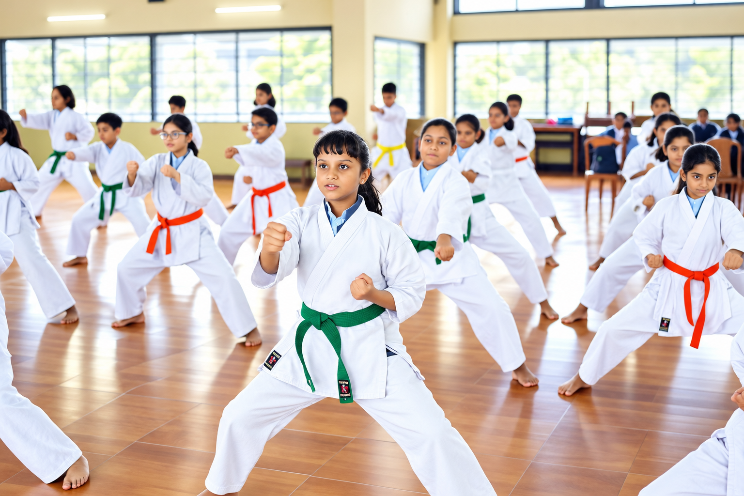 Students training in karate