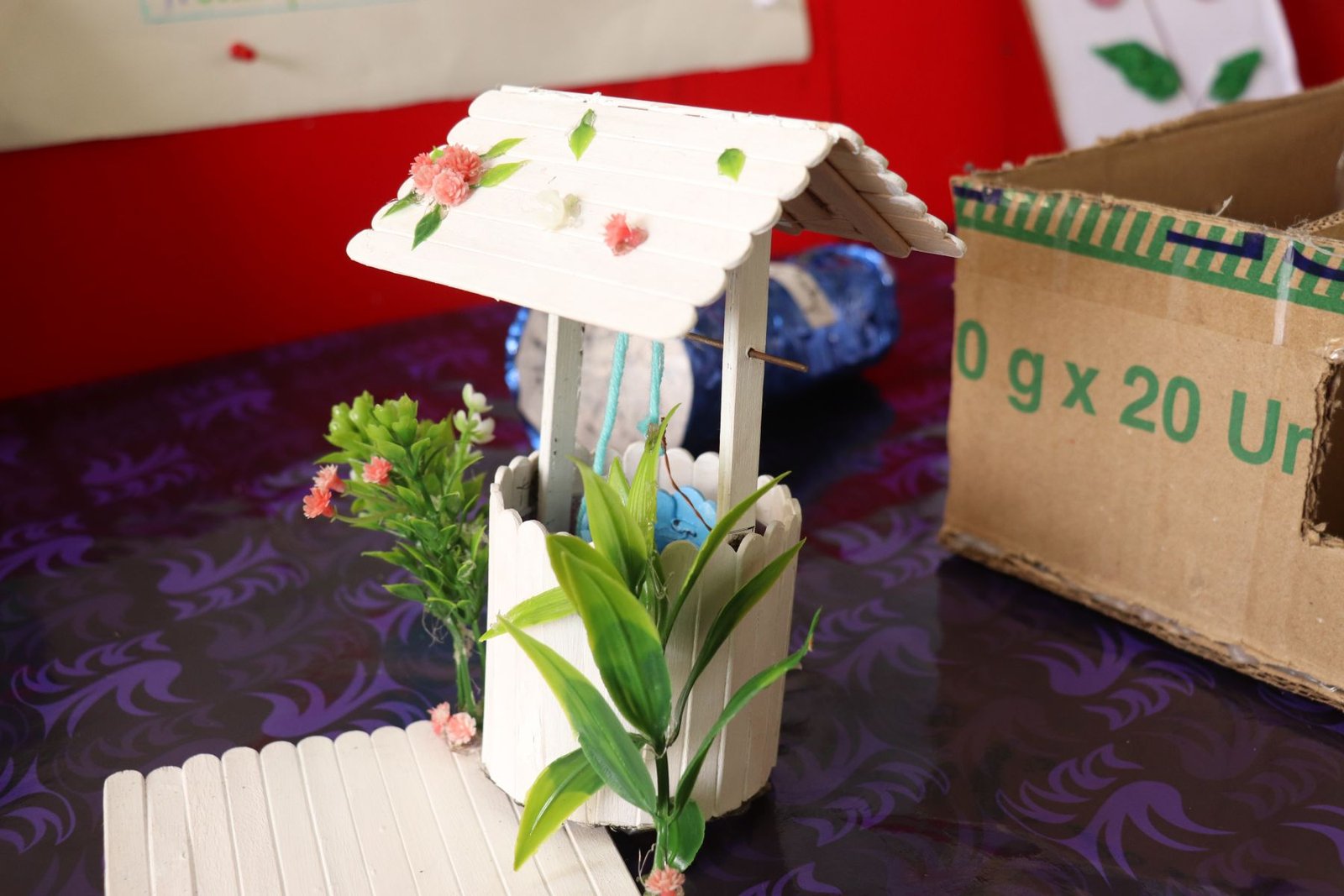 Handmade garden feature crafted from simple materials